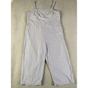 Old Navy Linen Blend Wide Leg Jumpsuit Women 4X Blue Stripe Smock Overall Romper